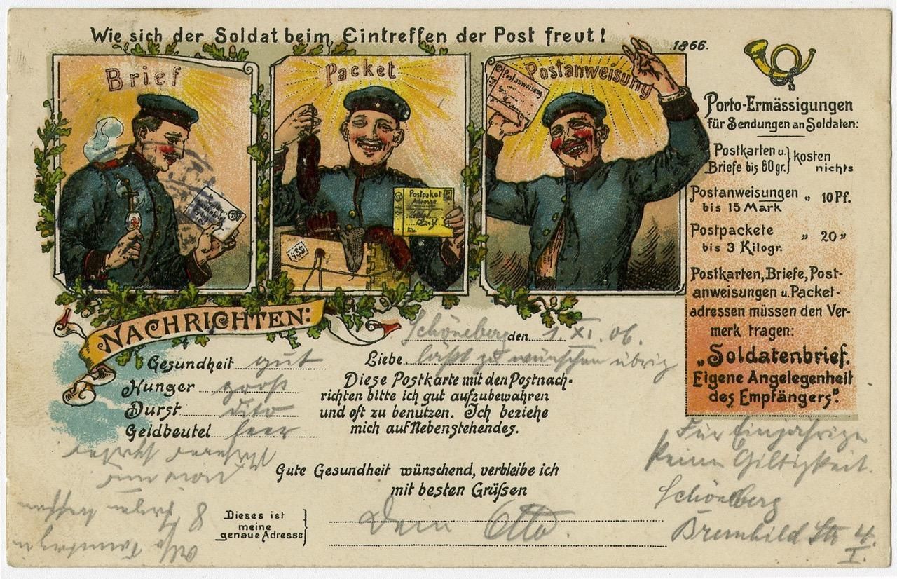 Postal para soldados alemanes de 1906. © Museum für Kommunikation Berlin.