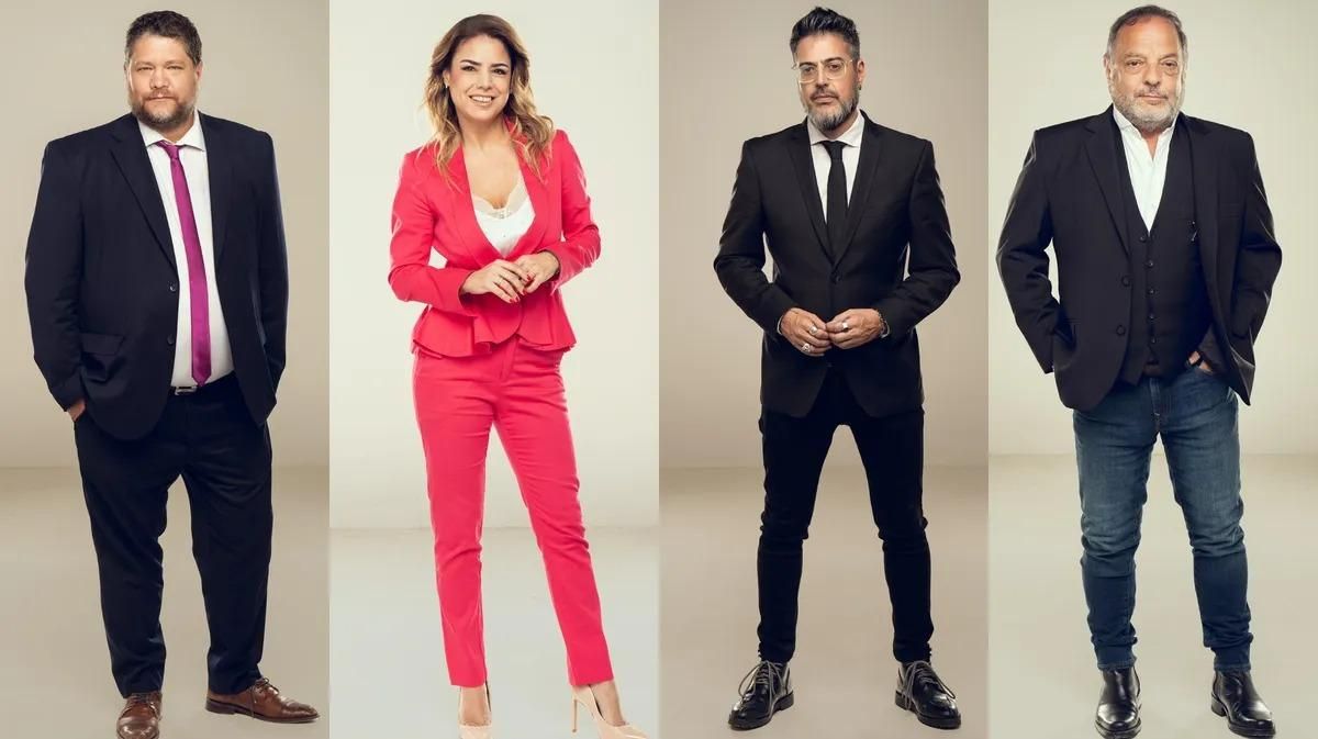 Los integrantes de “Baby en el Medio”, el ciclo de Baby Etchecopar en Radio Mitre. Lo integran dos varones, Nicolás Wiñazki y Rolando Barbano, y una mujer, Marina Calabró.