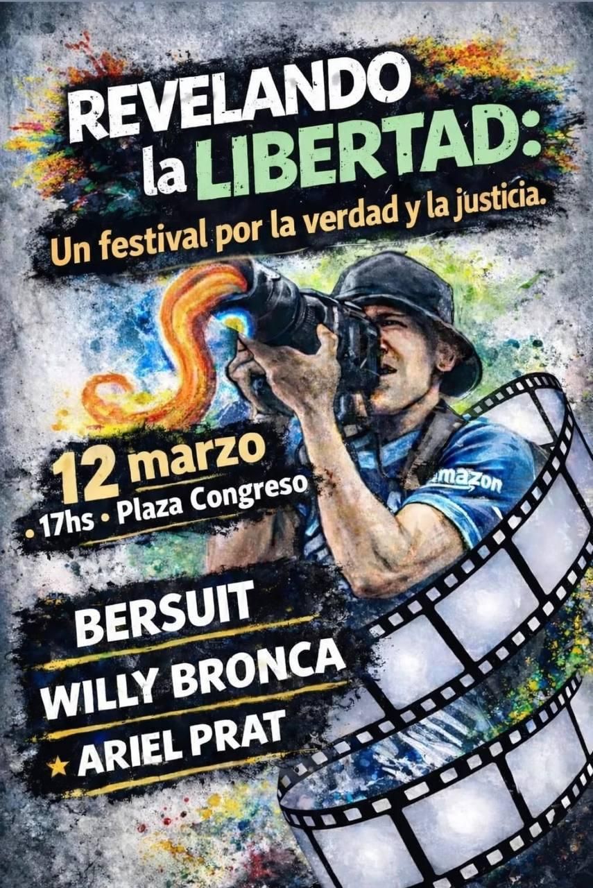 La convocatoria al festival a un año del disparo en la cabeza a Pablo Grillo durante la represión en una marcha de jubilados.