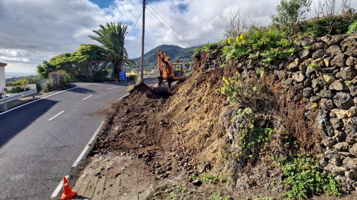 Obra  de mejora de la seguridad de la carretera LP-206 en la zona de La Rosa  (Villa de Mazo).
