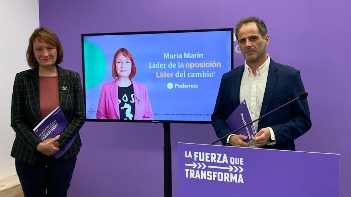 María Marín y Ángel L. Hernández en la presentación de la precampaña electoral de Podemos