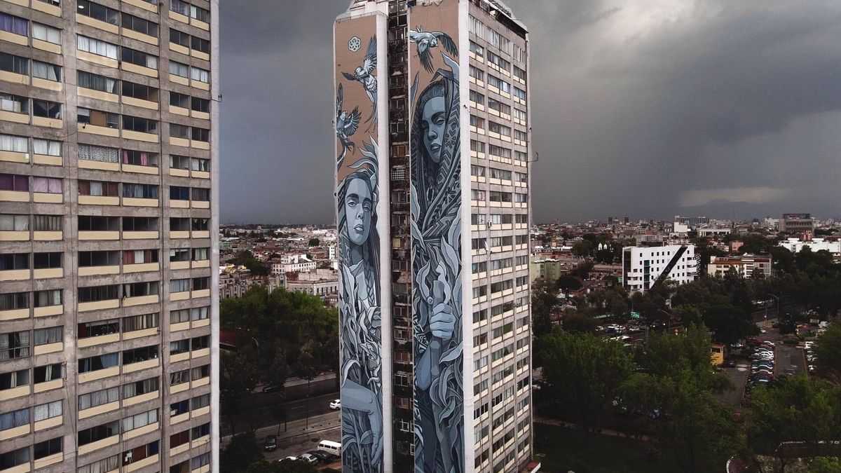 Mural de Paola Delfín, en Tlatelolco, Ciudad de México.