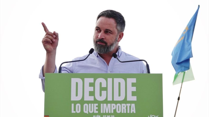 Santiago Abascal, en un mitin en Gijón