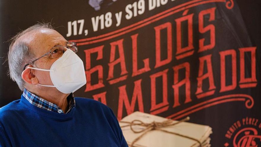 El actor Emilio Gutiérrez Caba en un momento de la presentación este lunes en rueda de prensa de 'Galdós Enamorado'