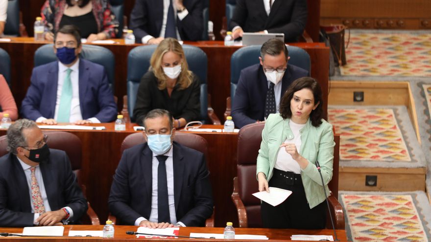 La presidenta de la Comunidad de Madrid, Isabel Díaz Ayuso, durante el Pleno.