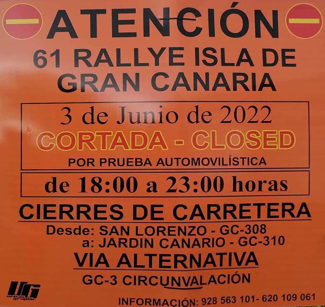 Cortes por el 61º Rally Isla de Gran Canaria