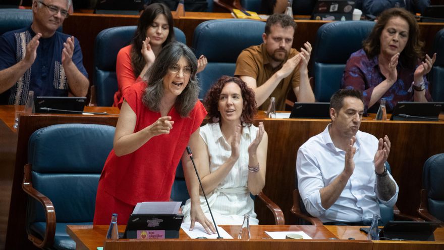 La portavoz de Más Madrid en la Asamblea de Madrid, Manuela Bergerot, interviene durante un pleno.