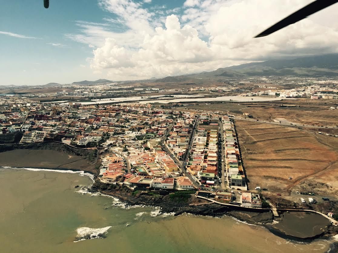 Vista aérea de la costa de Telde tras las lluvias de esta semana.