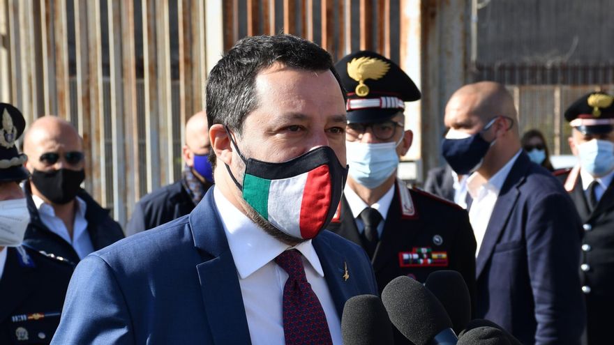 El líder ultraderechista, Matteo Salvini,este sábado en Catania. EFE/EPA/ORIETTA SCARDINO