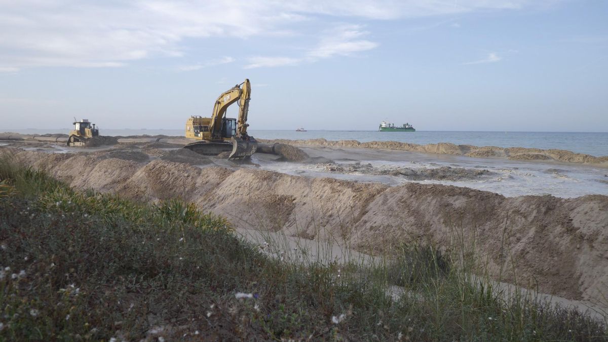 Trabajos de regeneración en las playas de Sueca.