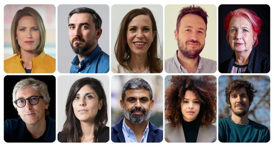 Silvia Intxaurrondo, David Trueba, Rosa María Calaf, Ángeles Caballero, Nicolás Castellano y Ebbaba Hameida, en las IV Jornadas de elDiario.es Cantabria