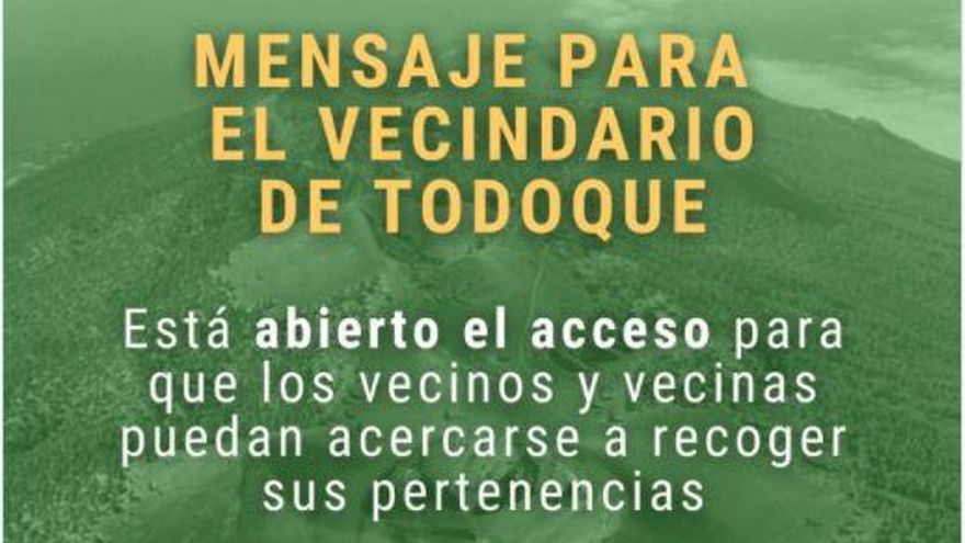Mensaje enviado por el Cabildo de La Palma