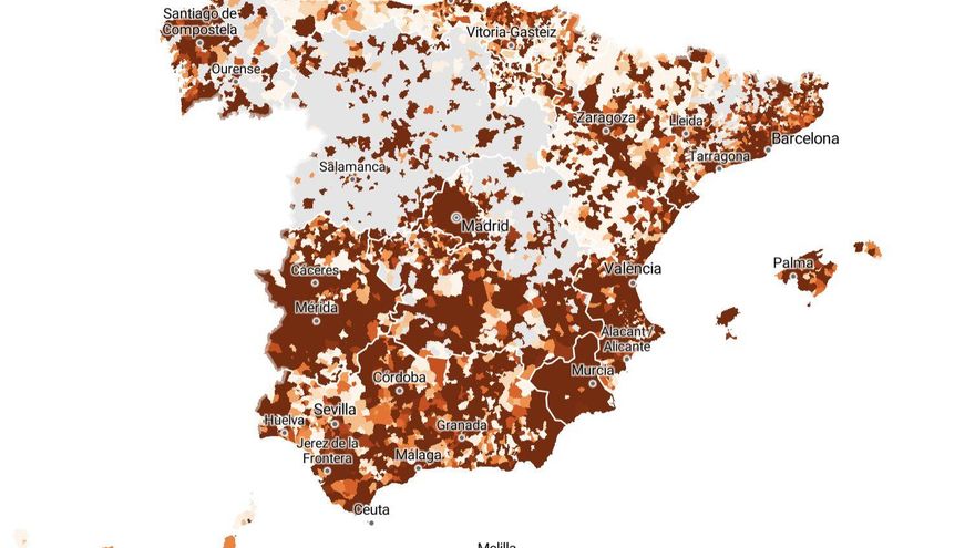 Mapa actualizado de la incidencia acumulada en España