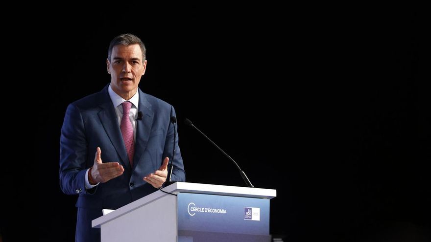 El presidente del Gobierno, Pedro Sánchez, durante su intervención en la inauguración de la reunión anual del Cercle d'Economia