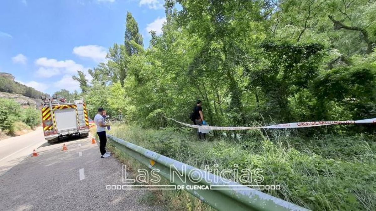La zona del río Júcar, en Cuenca, donde se ha encontrado un cadáver, el 9 de julio de 2025