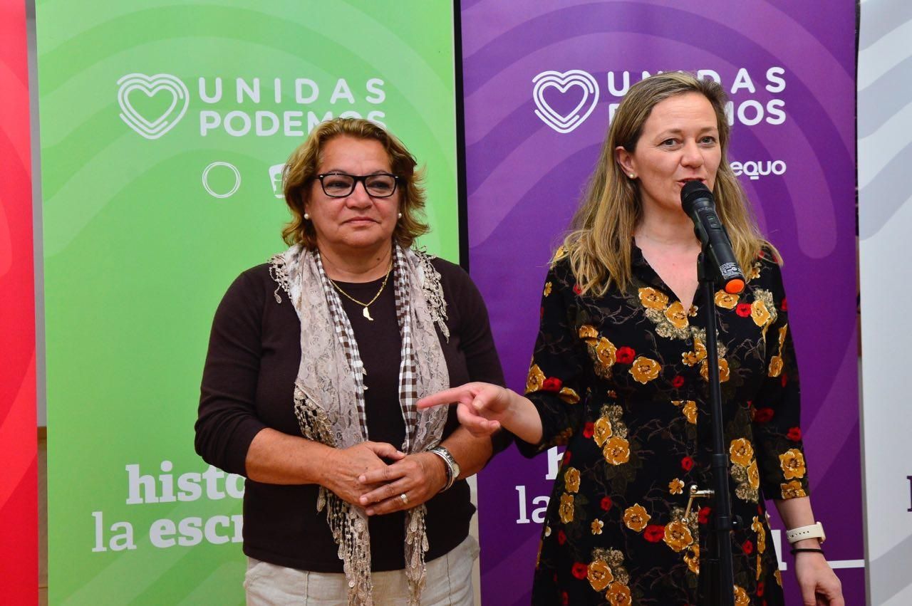 Victoria Rosell y Meri Pita candidatas de Unidas Podemos al Congreso de los Diputados.