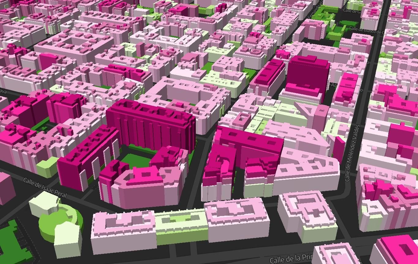 Vista de las alturas de edificios en Isaac Peral y alrededores