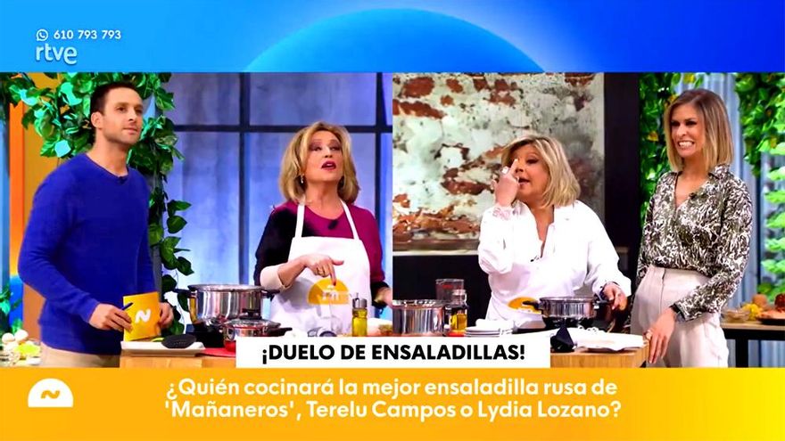 El duelo de Terelu y Lydia Lozano en TVE, de cocinar en 'La última cena' a hacerlo en 'Mañaneros': "Esto es un tongazo"