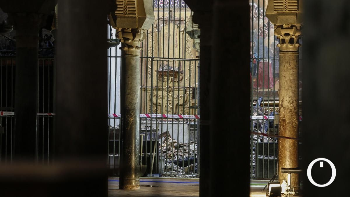 Estado de la capilla incendiada de la Mezquita-Catedral