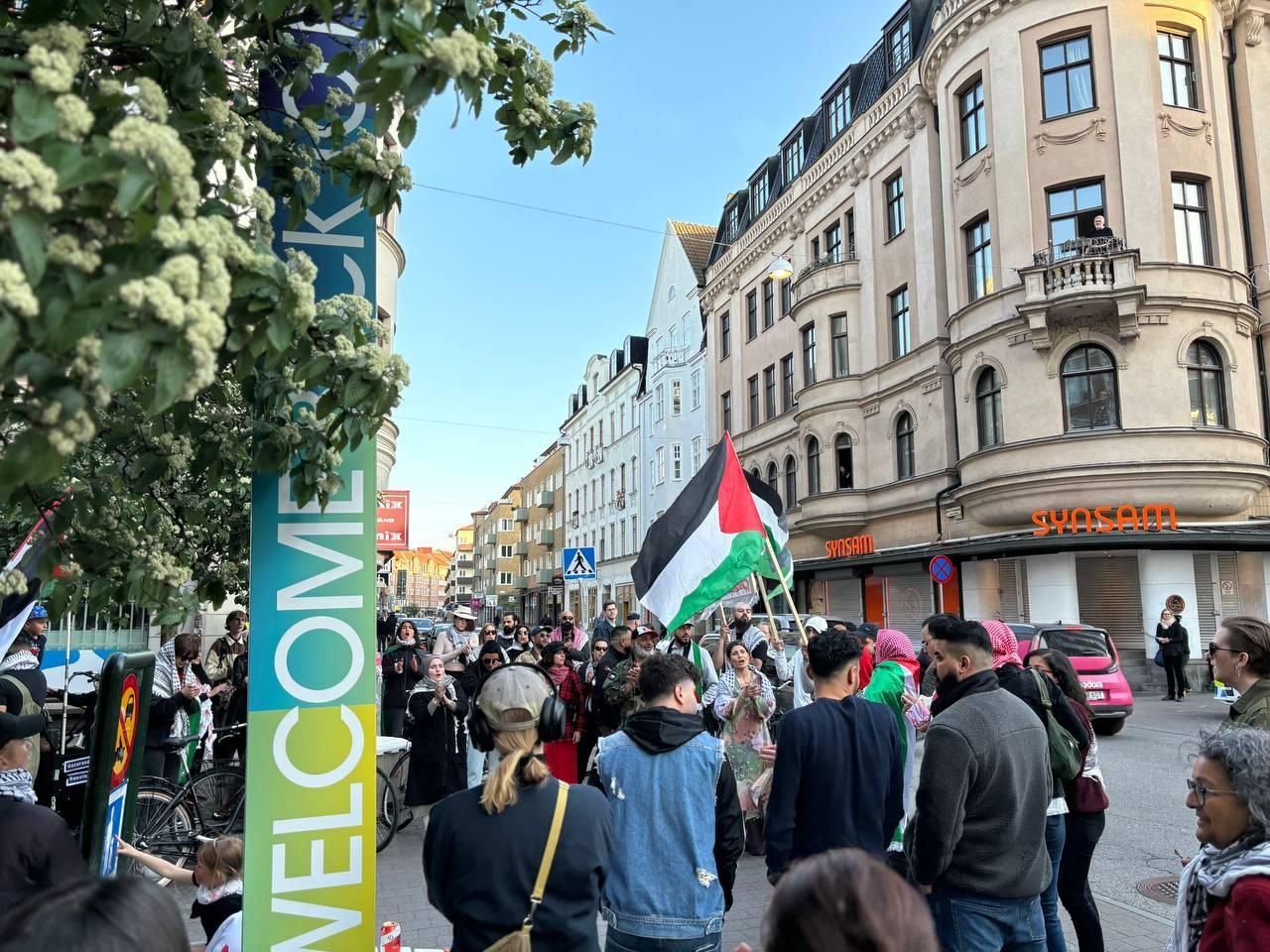 Imagen de la concentración en favor de Palestina en Malmö
