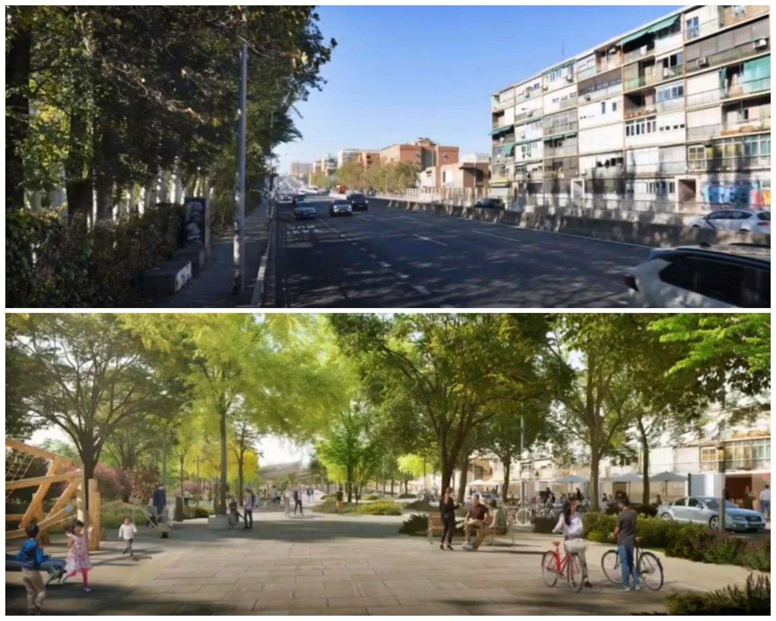 Recreación del soterramiento a la altura de Paseo de Extremadura 242