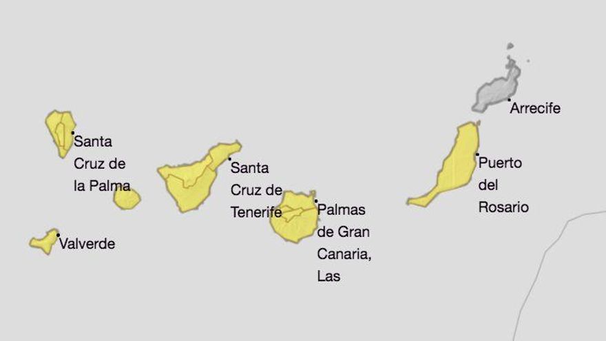 Mapa de la Aemet de los avisos de riesgo por lluvias, viento y tormentas  para  el jueves y viernes.