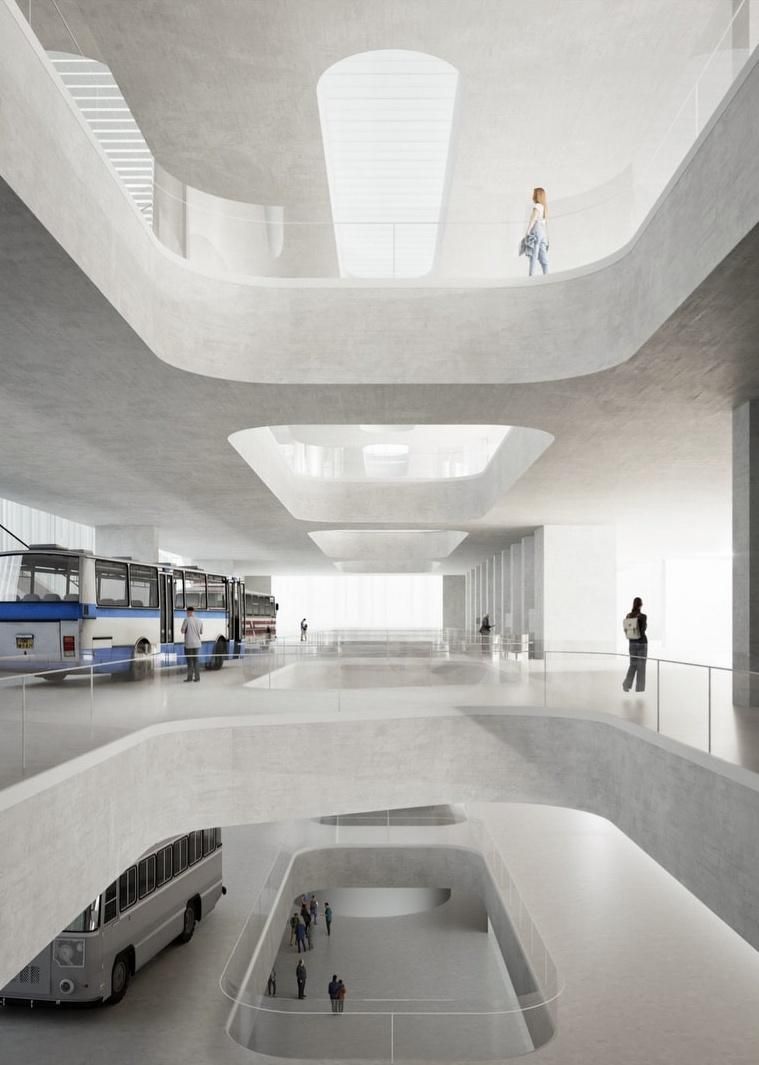 Vista interior del proyecto que ganó el segundo premio en el concurso por el nuevo museo de EMT Madrid