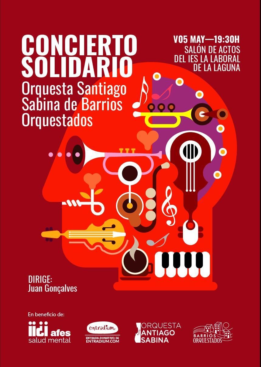 Cartel del concierto solidario de la Orquesta Santiago Sabina en La Laguna