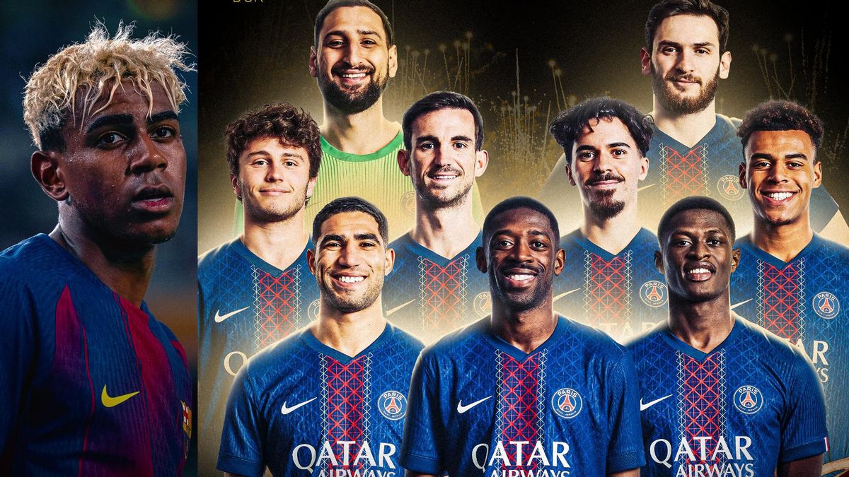 Lamine Yamal y los jugadores del PSG.