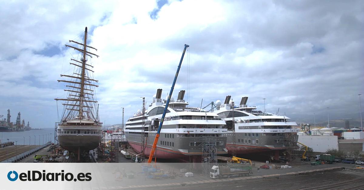 Astican repara simultáneamente cinco cruceros de lujo en seco en el Puerto de Las Palmas