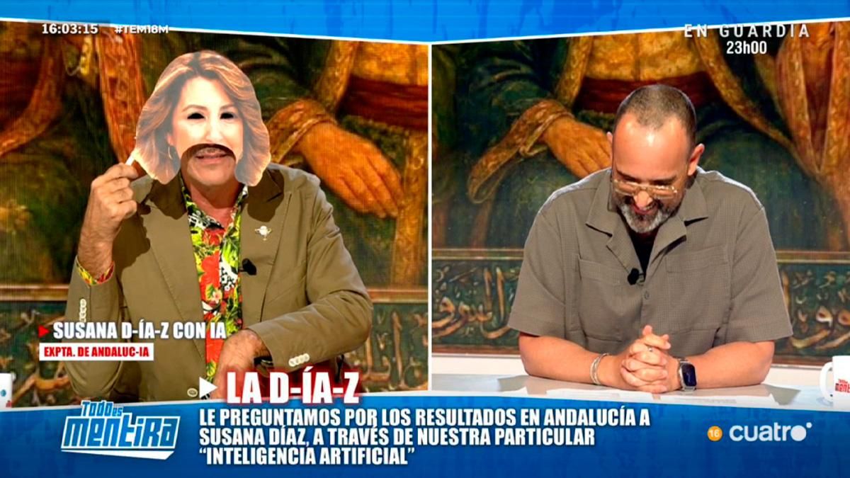 Risto Mejide, en 'Todo es mentira' durante la imitación a Susana Díaz