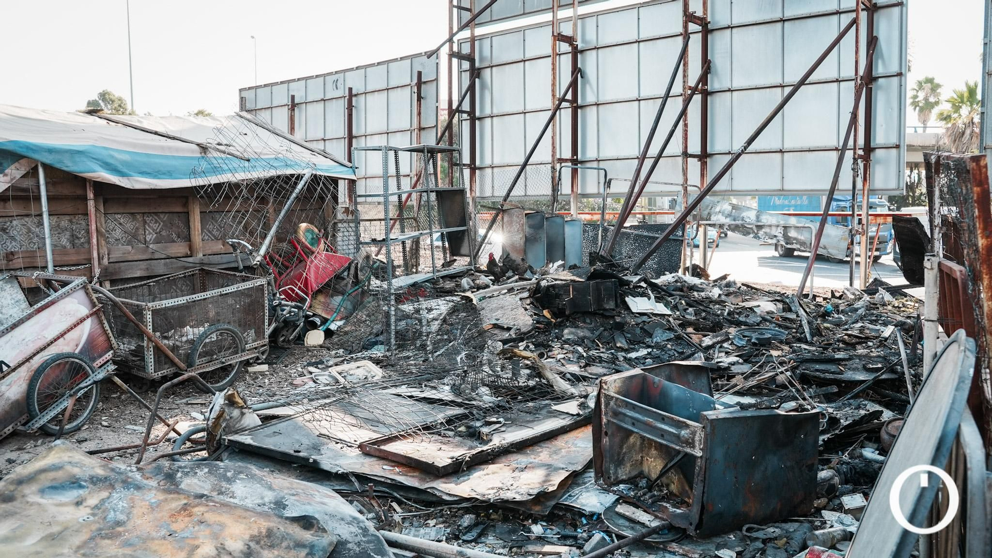 Asentamiento afectado tras el incendio que arrasó varias chabolas