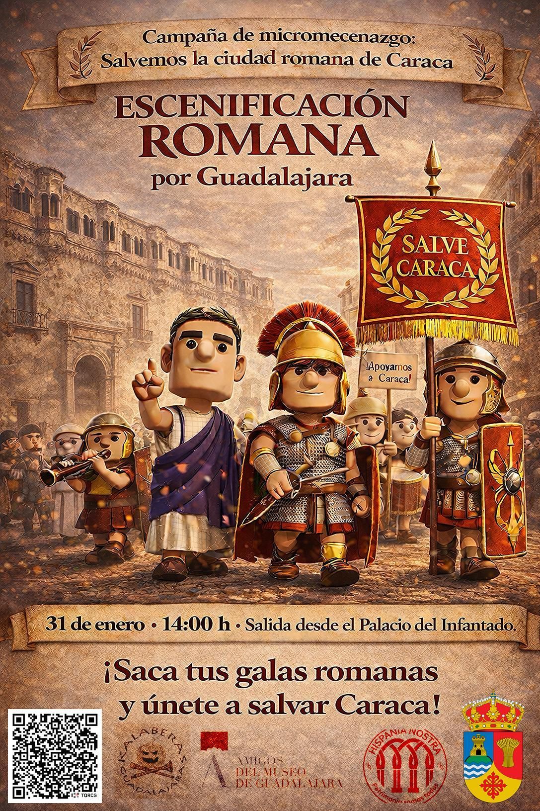 Cartel de la escenificación romana en Guadalajara para salvar la ciudad romana de Caraca