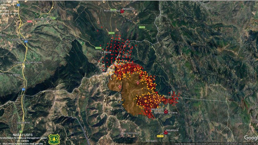 El incendio de Guadalajara entra en Segovia: se ha desalojado Riofrío de Riaza y se trabaja para proteger La Pinilla