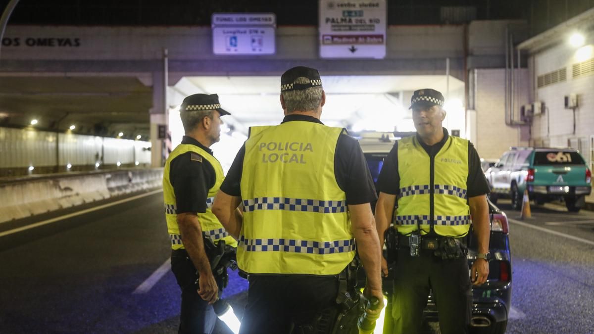Policía Local en el simulacro de accidente en el túnel de los omeyas