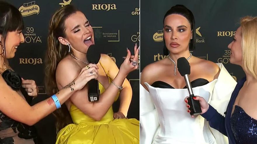 Los cantos de Melody se colaron en la alfombra roja de los Goya y despistaron a Jedet: "¿Puede parar de cantar?"