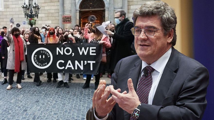 Concentración de 'Lucha Autónoma' Barcelona y el ministro de Inclusión, Seguridad Social y Migraciones, José Luis Escrivá