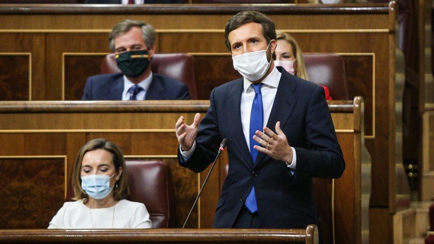 Casado, este miércoles, durante la sesión de control al Gobierno en el Congreso.