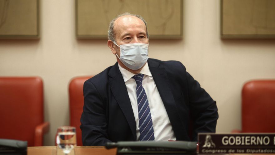 El ministro de Justicia, Juan Carlos Campo, comparece en Comisión de Justicia en el Congreso de los Diputados, en Madrid (España), a 21 de diciembre de 2020.
