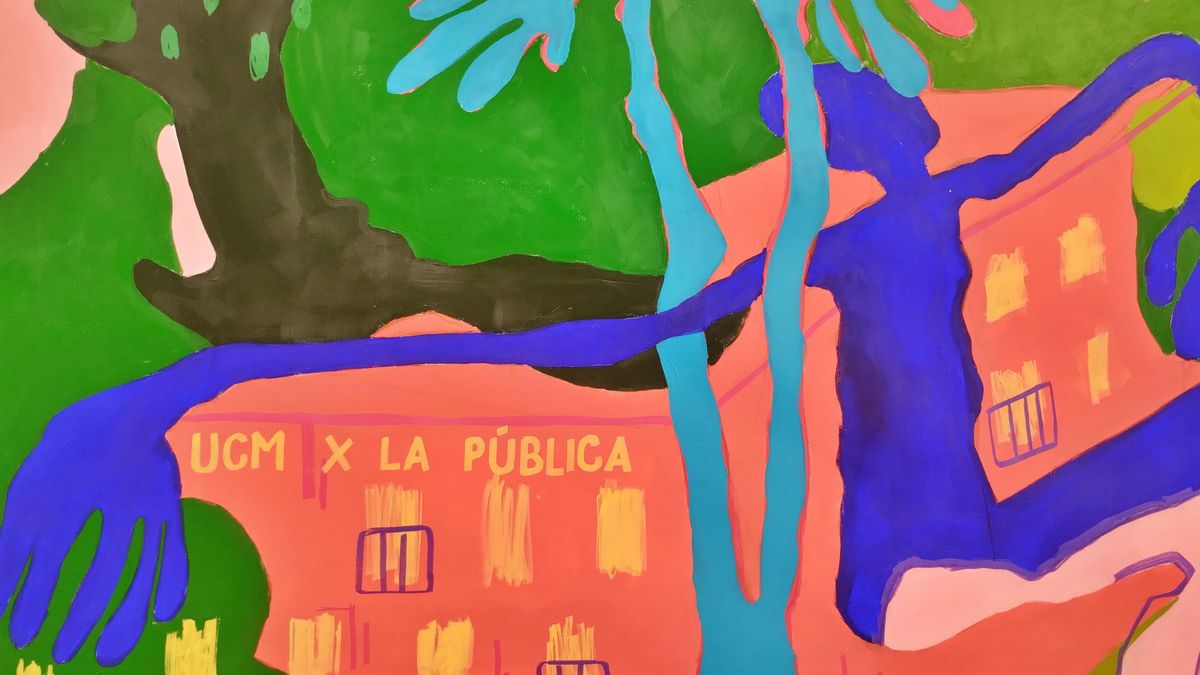 Detalle de uno de los murales de la muestra 'La universidad pública pinta Malasaña'