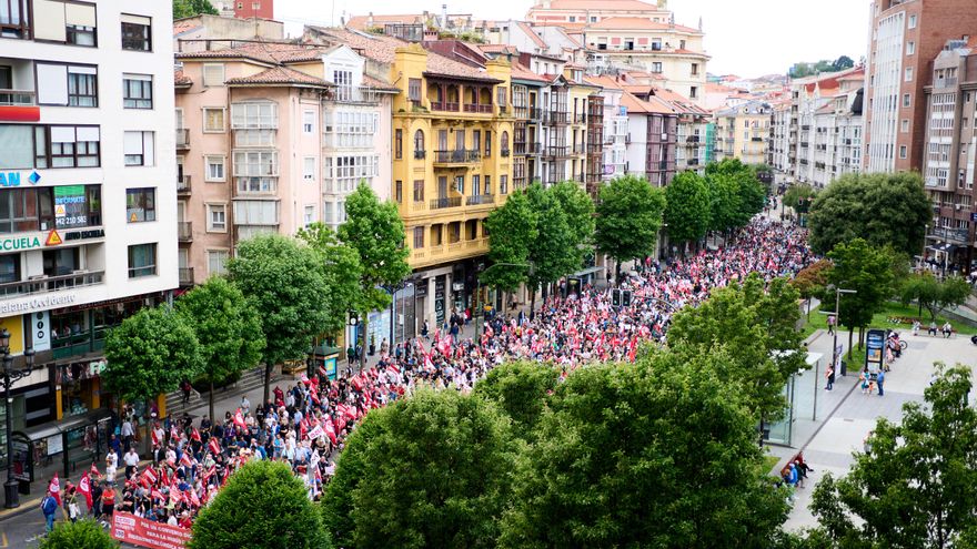 Manifestación en Santander el primer día de huelga en el sector siderometalúrgico