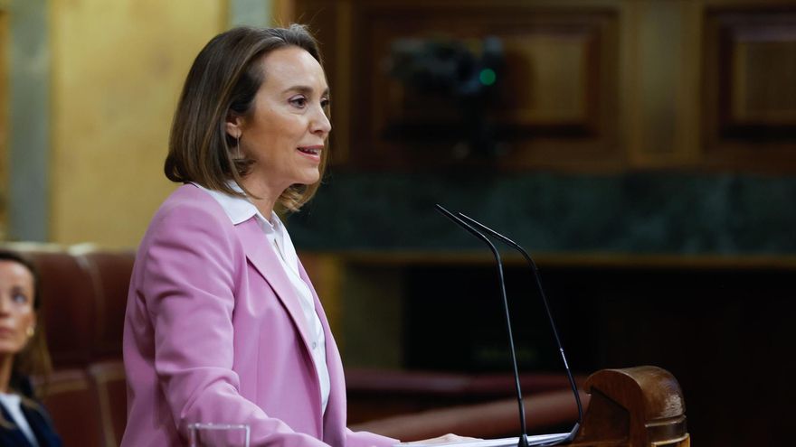 La portavoz del Partido Popular en el Congreso, Cuca Gamarra, interviene durante la segunda y última jornada del debate de la moción de censura que impulsa Vox.