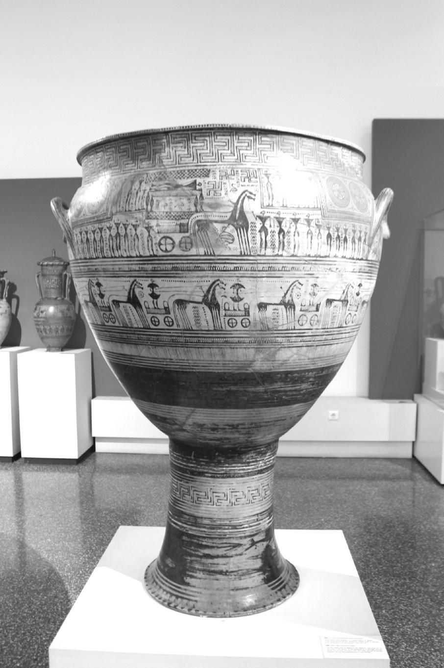 Cratera del Dípilon del período Geométrico encontrada en el cementerio del Dípilon (Atenas), 750-735 a. C.