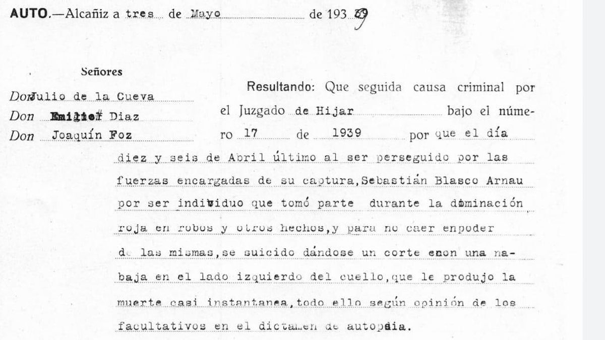 Informe de la autopsia Sebastián Blasco Aznar