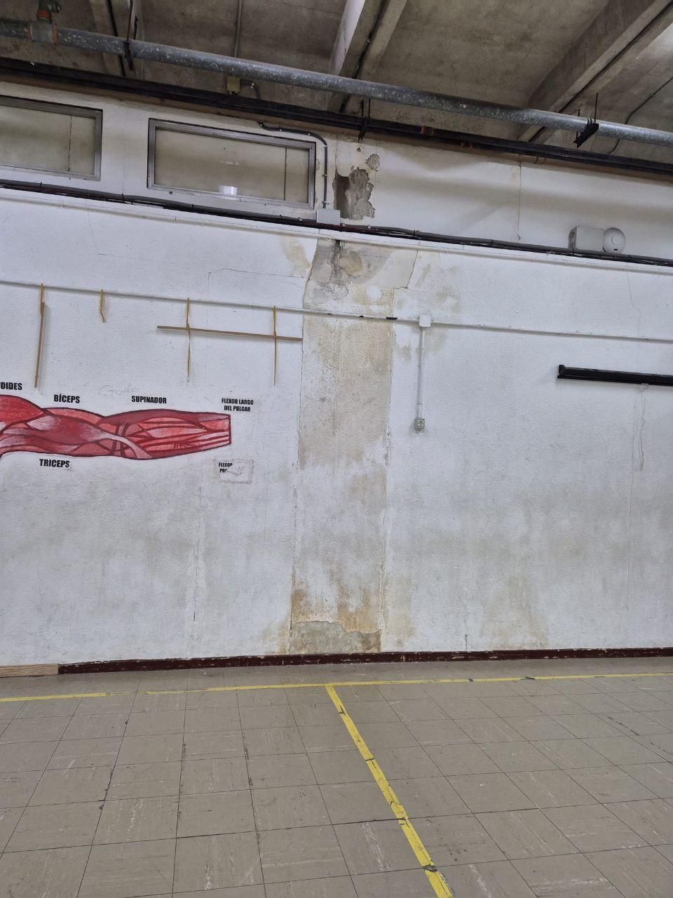 Pared afectada por las goteras en el IES Pablo Gargallo