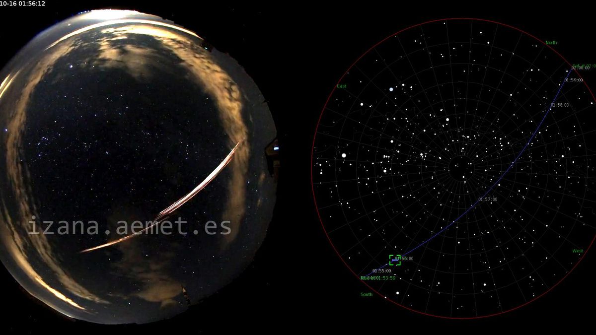 Imagen de la estación de la Agencia Estatal de Metorología en Izaña difundida en redes sociales por la Red Investigación Bólidos y Meteoritos (SPMN) y el Instituto de Ciencias del Espacio (ICE-CSIC).