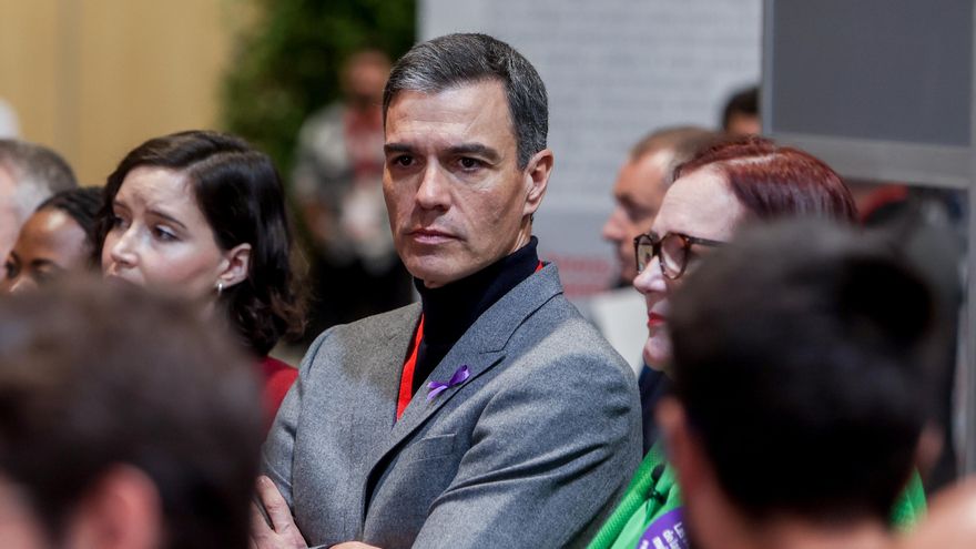 El presidente del Gobierno, Pedro Sánchez, durante un acto organizado por el PSOE con motivo del Día Internacional de la Eliminación de la Violencia contra la Mujer.
