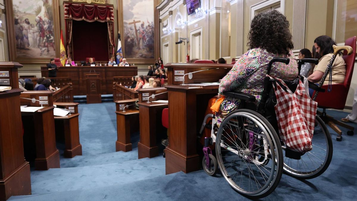 Un grupo de mujeres con discapacidad han leído este miércoles un manifiesto en el Parlamento de Canarias.EFE/Ramón de la Rocha