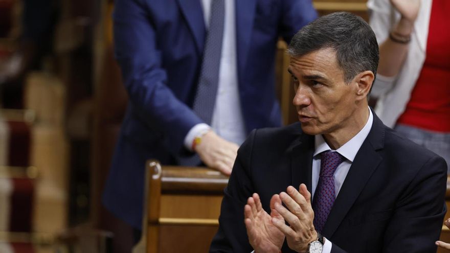 El presidente del gobierno Pedro Sánchez, durante el pleno en el Congreso de los Diputados, este miércoles.