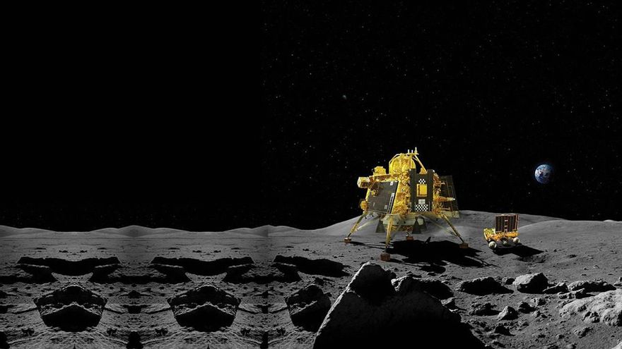 La misión espacial de la India logra con éxito alunizar en el polo sur de la Luna